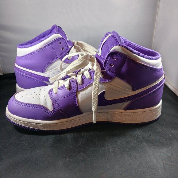Nike Air Jordan Retro Mid Preschool Purple Venom White size 5.5Y - Picture 6 of 11